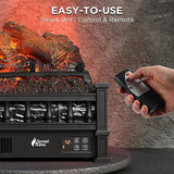 TURBRO Eternal Flame Infrared Electric Fireplace Logs, 23" Infrared Quartz, Remote Control Fireplace Insert Log Heater, Realistic Lemonwood Ember Bed, Thermostat, Timer, 1500W Black TURBRO
