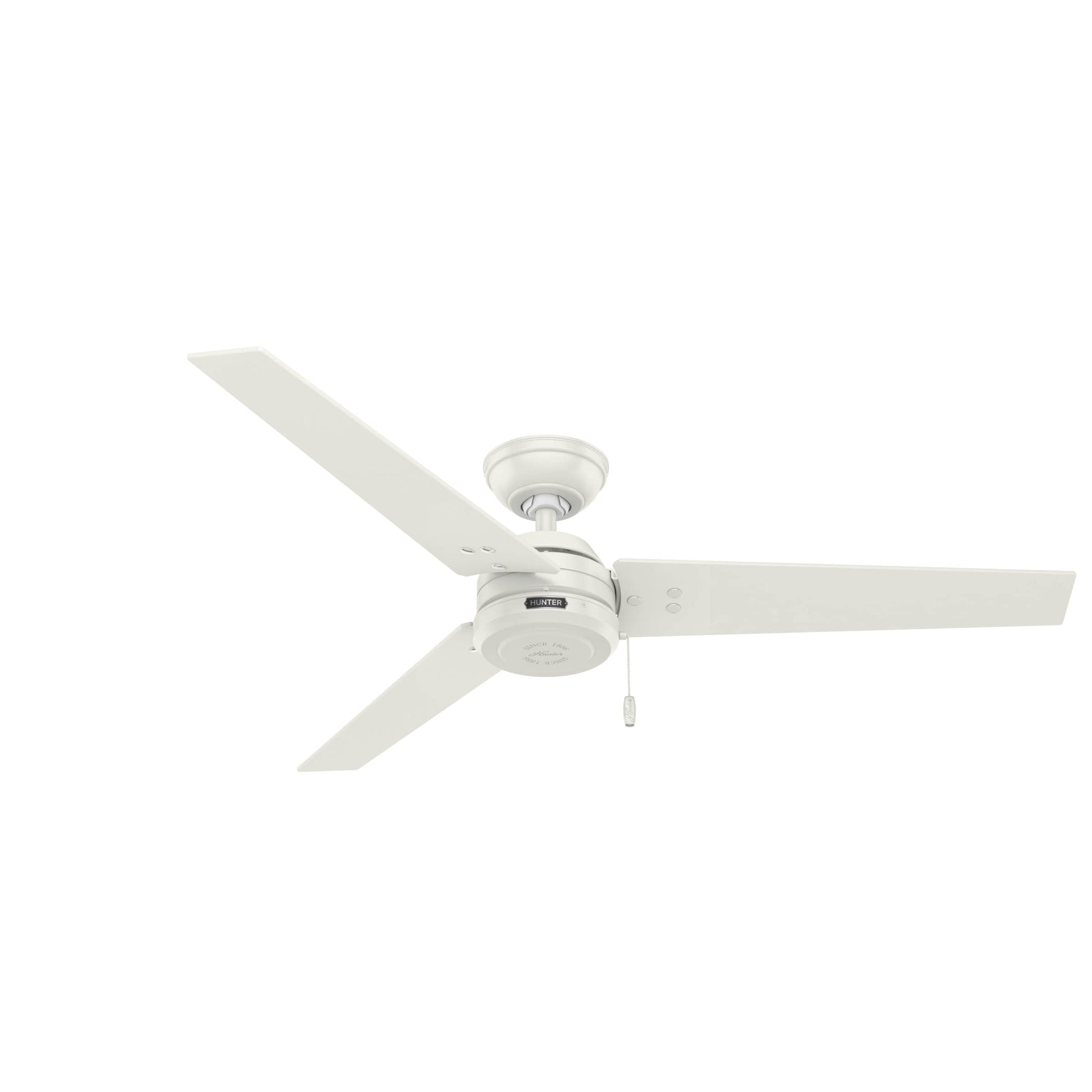 Hunter Fan Company 59263 Cassius 52 Inch 3 Blade 3 Speed Wooden Indoor/Outdoor Ceiling Fan with Pull Chain Control, Light Stripe, 52", Fresh White Finish - WoodArtSupply