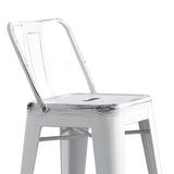 AC Pacific Modern 24” Metal Barstool Set of 2 – Country Rustic Style with Low Back, Lightweight & Sturdy Build, Easy Assembly, Distressed White AC Pacific