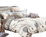 Swanson Beddings Daisy Silhouette Reversible Floral Print 5-Piece 100% Cotton Bedding Set: Duvet Cover, Two Pillowcases and Two Pillow Shams (Full) Swanson Beddings