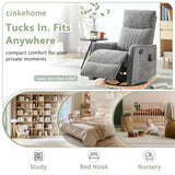 cinkehome Heated Massage Swivel Rocker Recliner Chair for Nursery - Small Space Reclining Chair with Lumbar Support, 360° Swivel & Gentle Rocking, Ergonomic High Back Chenille Fabric Gray