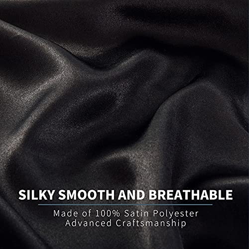 P Pothuiny 6 Pieces Queen Satin Sheets Luxury Silky Black Satin Bedding Sheet Set, 1 Deep Pocket Fitted Sheet + 1 Flat Sheet + 4 Pillow Cases P Pothuiny