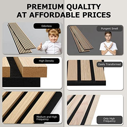 BUBOS Acoustic Wood Wall Panels,Decorative Sound Proof Panels for Walls and Ceiling,Acoustic Panels for Interior Design,3D Slat Wood Wall Panels - WoodArtSupply