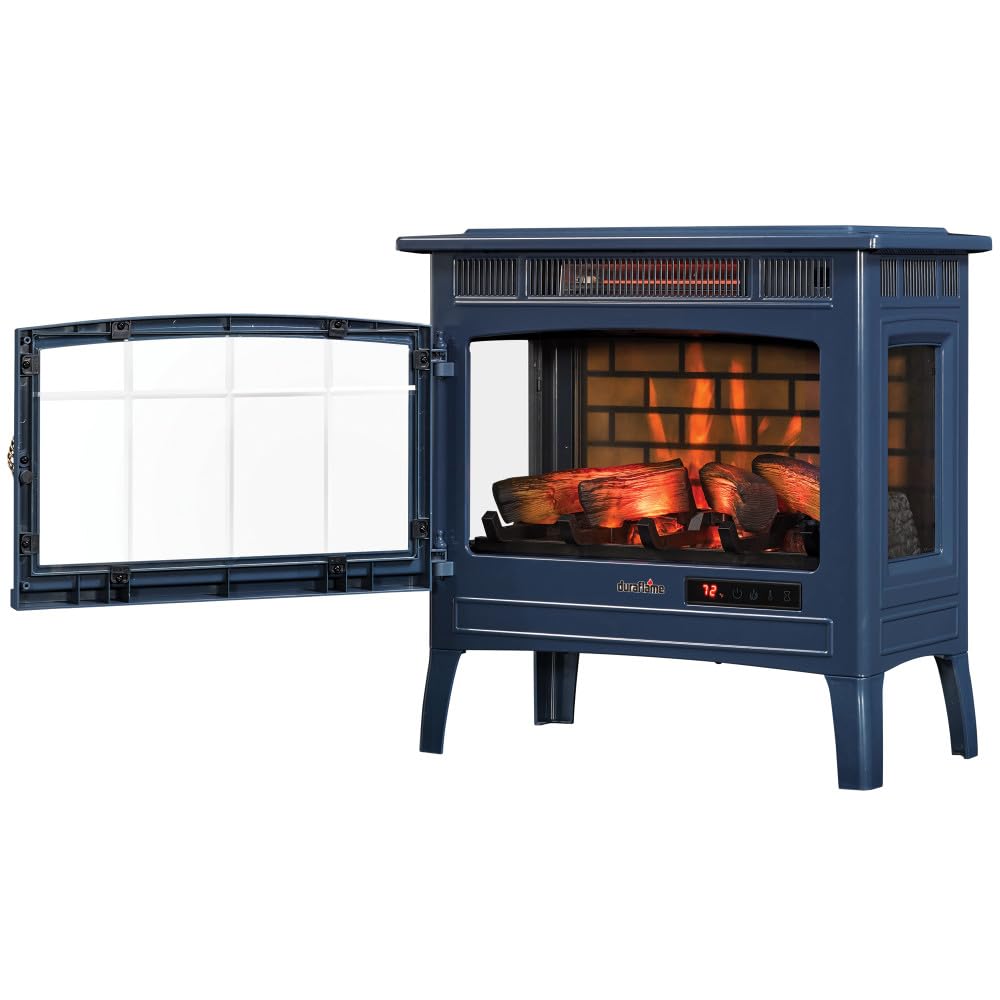 duraflame Freestanding Electric Fireplace Stove Heater with 3D Flame Effect for 1,000 Sq. Ft. Room, Navy Duraflame