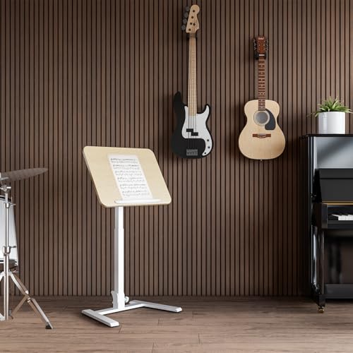 alawooder 25 Inch Mobile Folding Desk - No Assembly Pneumatic Sit-Stand Desk, 29-42" Height Adjustable Rolling Laptop Desk with Hidden Wheels, 0-90° Tilt Top for Home Office, Craft & Study alawooder