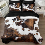 Bedbay Cow Print Comforter Set King Size Animal Skin Bedding 8 Pcs King Bed in a Bag Western Cowhide Rustic Bedding Brown Milk Cow Print Bed Set for All Seasons(Brown,King) Bedbay