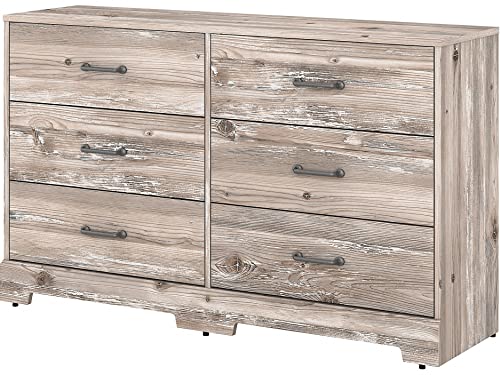 Bush Furniture Bedroom River Brook 6 Drawer Dresser, Barnwood Bush Business Furniture