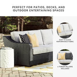 Signature Design by Ashley Beachcroft Casual Weather Resistant 2-Piece Outdoor/Indoor Loveseat with Cushion and 4 Toss Pillows, Black & Light Gray Signature Design by Ashley