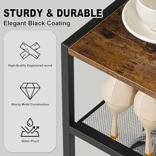 RUNJIMY Narrow Shoe Rack for Front Door Entrance, Entryway, and Closet Shoe Organizer with 4 Sturdy Metal Mesh Shelves and Wooden Top, Holds 10 Pairs, Ideal for Storage or Display RUNJIMY