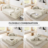 4-in-1 Folding Convertible Sofa Bed, 78 Inch Boneless Couch with Fixed-Shape Frame, Corduroy Loveseat Sleeper with Pull Out Bed, Floor Sofa Modular Futon Couch for Living Room Bedroom Lounge (Beige) ivoros