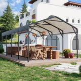 Polar Aurora 12x20 FT Metal Carport, Car Port with Enhanced Base Heavy Duty Garage Outdoor Galvanized Car Shelter, for Car, Boats and Truck Polar Aurora