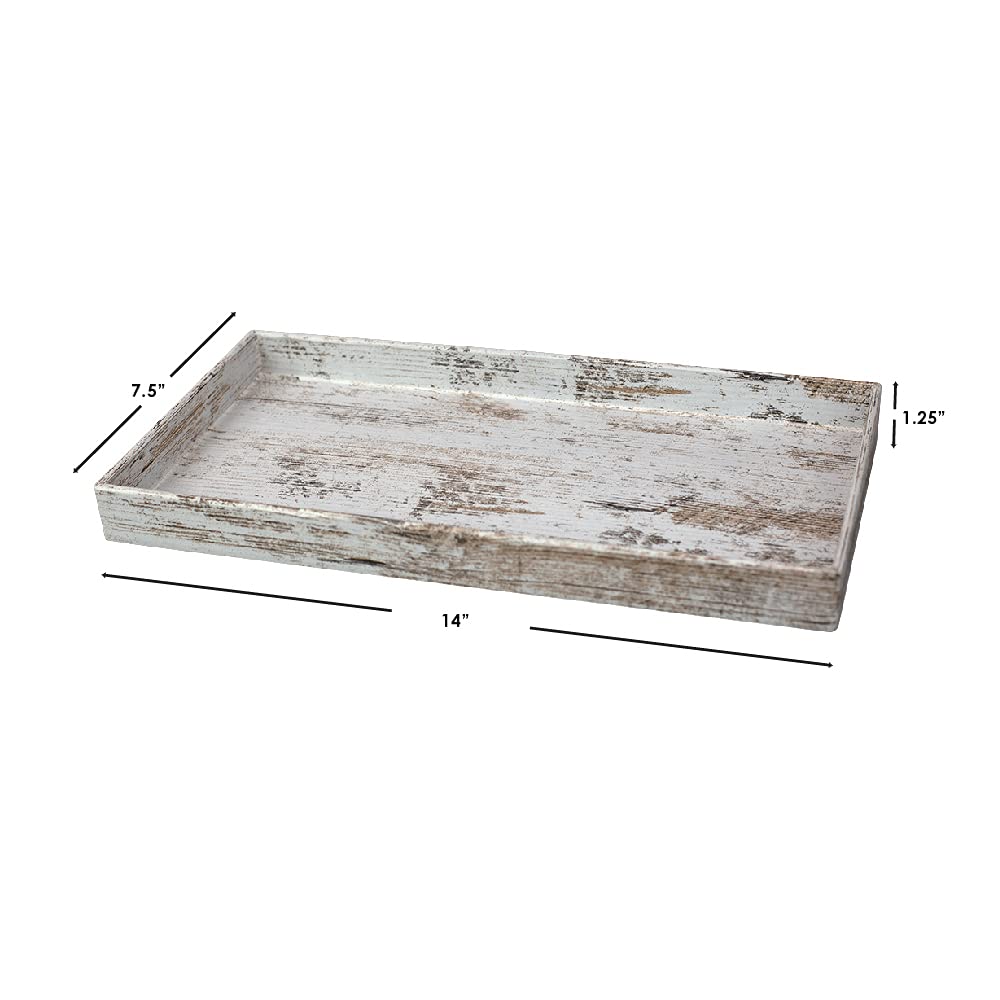 Home Basics, (White Rustic Farmhouse Decorative Tray