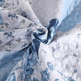 Anibedding Blue Patchwork Quilt Set King Size Boho Floral Plaid Bedspread Coverlet Set, Farmhouse Soft Microfiber Bedding Set, Blue Summer Bed Cover with 2 Pillowcases for All Season Anibedding