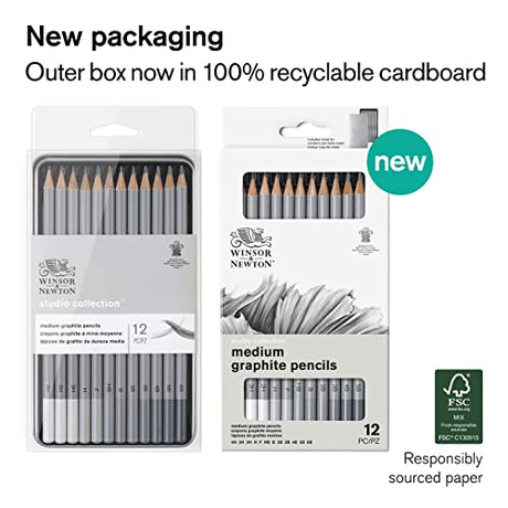 Winsor & Newton Studio Collection Artist Pencils, Graphite Pencils, Set of 12 Winsor & Newton