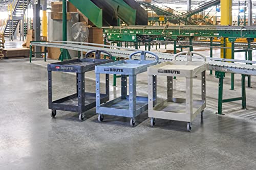 Rubbermaid Commercial Products 2-Shelf Utility/Service Cart, Medium, Lipped Shelves, Ergonomic Handle, 500 Lbs Capacity, for Rubbermaid Commercial Products
