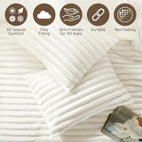 Intelligent Design Twin Comforter Set, Plush Bedding, Microfiber Reverse, 2 Piece, Lightweight, Super Soft Ribbed Velvet Comforter 1 Sham, All Season Fluffy Bed Set, Avril, Twin/Twin XL Ivory Intelligent Design