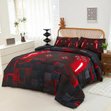 PERFEMET 6-Piece Boys Comforter Set Full Size Game Console Bedding Set for Kids Teen 3D Black and Red Gamepad Gaming Bed in a Bag Matching Sheet Set(Red, Full) PERFEMET