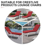 Crestlive Outdoor Chaise Lounge Cushions, Fade Resistant Water Resistant Lounge Chair Cushion, 72''L x 21''W, Set of 2, Chili