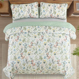 Anibedding Floral Quilt Set Twin Size,2 Pieces Flower Parrten Bedspread Coverlet,Garden Style Soft Lightweight Micorfiber Bedding Set with 1 Pillowcases for All Seaaon(68"×86",Green) Anibedding