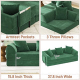 XVD 79" Boneless Sleeper Sofa Bed, Convertible Futon Couch with Pillows and Storage Pocket, Pull Out Compressed Sofa for Living Guest Room Bedroom, Green XVD
