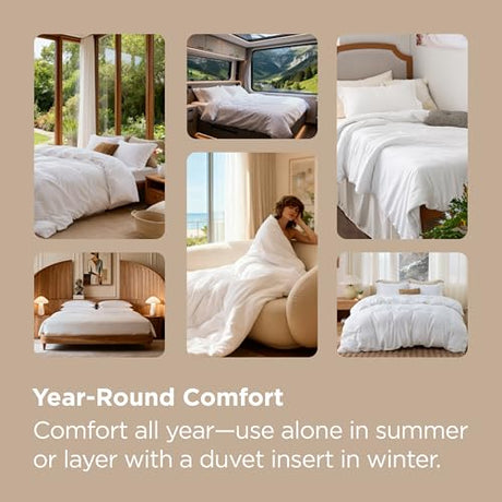 Bedsure Duvet Cover Full Size - Soft Double Brushed Bedding Set for Kids & Adults, Zipper Closure, 3 Pieces, Includes 1 Duvet Cover (80"x90") & 2 Pillow Shams, NO Comforter, White Bedsure