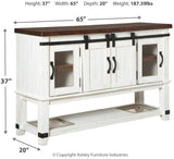 Signature Design by Ashley Valebeck Farmhouse Dining Room Server or Buffet, White & Brown Signature Design by Ashley