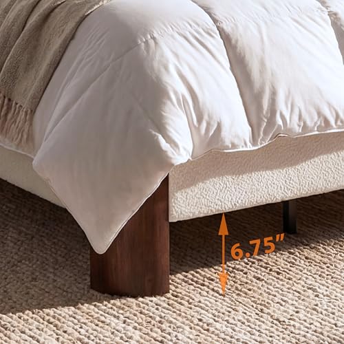 Merax King Size Upholstered Platform Bed Frame with Large Curved Headboard,Built-in Floating Shelves,Wood Slats and Metal Support for Bedroom,Noise-Free Merax