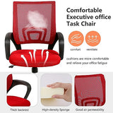 Home Office Chair Ergonomic Desk Chair Mesh Computer Chair with Lumbar Support Armrest Executive Rolling Swivel Adjustable Mid Back Task Chair for Women Adults, Red FDW