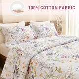 Lady Ann Wild Floral Printed Bed Quilt Sets Queen 100% Cotton Yellow Flower Botanical Pattern Bedding, Vintage Lightweight Coverlet Ultra Soft Bedspread Set with Pillow Shams for All Season, 3 PCS Lady Ann