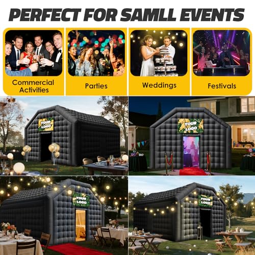 GR8FUN Large Inflatable Nightclub Tent 20X16.5X12Ft with Blower, Black Party Tent, Gazebo Event House for Wedding, Backyard Party, Birthday Celebration GR8FUN