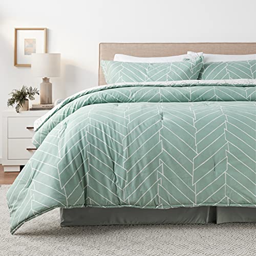 City Scene - King Comforter Set, Soft & Reversible Cotton Bedding for Year Round Comfort, 3 Piece Bed Set with Matching Pillowcases (Ceres Mint) City Scene