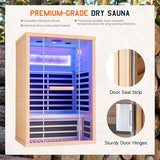 Albott Infrared Sauna 2 Person, Infrared Saunas for Home, Low EMF 110V Hemlock Wood Dry Sauna with Tourmaline Foot Warmer, 7-Color Light Therapy & Salt Crystal Bricks, 47.2"x34.2"x70.9" Albott