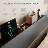 Einhomn Floating Bed Frame King with Led Lights & Charging Station, King Size Platform Bed Frame w/Storage Headboard, Heavy Slats Support, No Box Spring Needed, Easy Assembly, Black Einhomn