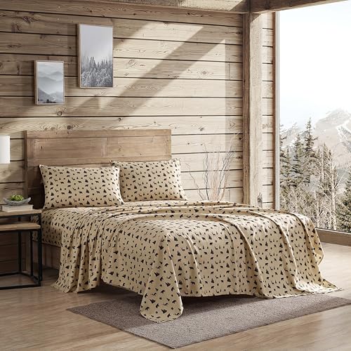 Beatrice Home Fashions Cozy Cabin 4-Piece Full Microfiber Bedding Sheet Set with Deep Pockets Rustic Patchwork Plaid Deer, Brown Tan Green Beatrice Home Fashions
