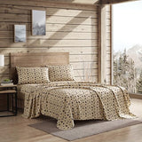 Beatrice Home Fashions Cozy Cabin 4-Piece Full Microfiber Bedding Sheet Set with Deep Pockets Rustic Patchwork Plaid Deer, Brown Tan Green Beatrice Home Fashions