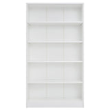 STARY 5 Shelf White Bookcase 60 inch Tall Wood Bookshelf for Bedroom STARY