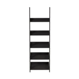 Lavish Home Bookshelf - 5-Tier Ladder Shelf with Leaning Look - Bookcase for Home Decor and Office Storage - Freestanding Book Shelves (Black) Lavish Home