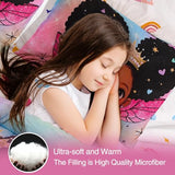A Nice Night Black Girl Princess with Wings Comforter Set,Pink Gradient Glitter Rainbow Galaxy 6pcs Kids Bedding Set,Twin A Nice Night