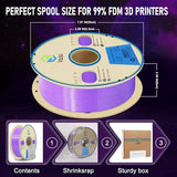 YOUSU 3D Printer Filament 1.75mm PLA Filament Glow in Dark PLA Filament Purple 3D Printing Filament 1kg(2.2lbs) Spool. Yousu