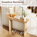AQIMUELE Natural Console Table Thin Rubberwood Minimalist Mid-Century Style | Stable and Sturdy 11.8" D x 39.4" W x 31.5" H for Entryway/Sofa Back AQIMUELE