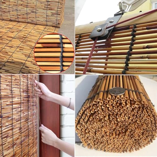 Bamboo Roman Window Blinds Sun Shades, UV Resistant Outdoor Home Roller Shades, Patio Blinds Roll Up Waterproof Curtains Privacy Partition With Lifter, Cordless 31x72in 40x48in 50x83in ( Size : 76"W x WoodArtSupply