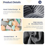 MAXYOYO 6" Futon Mattress Full Size, Tufted Futons Sofa Couch Bed with Twisted Rope Design Edging, Thick Corded Fabric Floor Mattress for Adults, Shredded Foam Filling (Frame Not Included), Dark Grey MAXYOYO