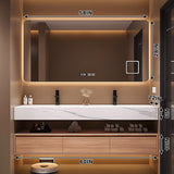 High QLO Bathroom Vanity Double Sinks Set - Floating Log Color Classic Design Bathroom Vanity Includes Three Large Drawers | Open Storage Rack & Time Display Mirror,Double Basins(60IN) High QLO