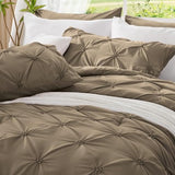 BEDELITE Light Brown Queen Comforter Set - 3 Pieces Boho Pintuck Bedding Comforter Sets, Lightweight Soft & Warm Bed Comforter Queen with 2 Pillowcases for All Season