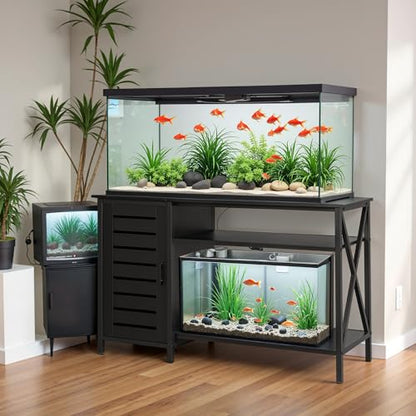 YESHOMY 55-75 Gallon Aquarium Stand, Fish Tank Stand with Power Outlets and USB Port & Type-C Port, Adjustable Shelves, Heavy Duty Metal Frame, 1200lbs Capacity, Black