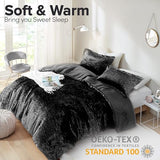 Comfort Spaces Juliette Luxe Comforter Set Velvet Lush with Soft Brushed Microfiber Reverse, All Season Cozy Velvet Bedding Sets, Fluffy Comforter Bed Set, Matching Sham, Black King 3 Piece Comfort Spaces