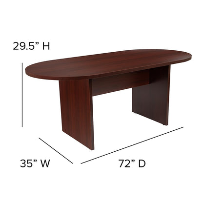 Flash Furniture Jones 6 Foot (72 inch) Oval Conference Table in Mahogany - WoodArtSupply