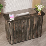 Tribesigns 63-Inch Reception Desk with Counter, Modern U-Shaped Front Desk with Private Panel, Retail Checkout Counter Table for Lobby, Salon, Reception Room, Office, Dark Grey Tribesigns
