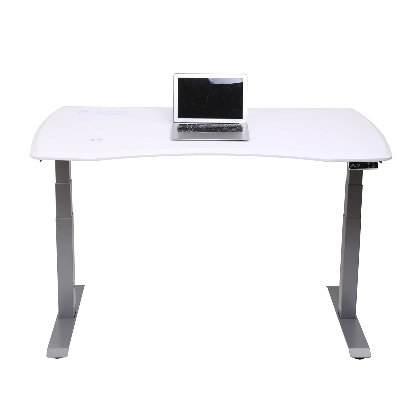 WorkPro® Electric Height-Adjustable Standing Desk with Wireless Charging, 60", White - WoodArtSupply