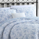 Laura Ashley Home - Twin Quilt Set, Reversible Floral Cotton Bedding with Matching Sham, Home Decor for All Seasons (Walled Garden Blue, Twin) Laura Ashley